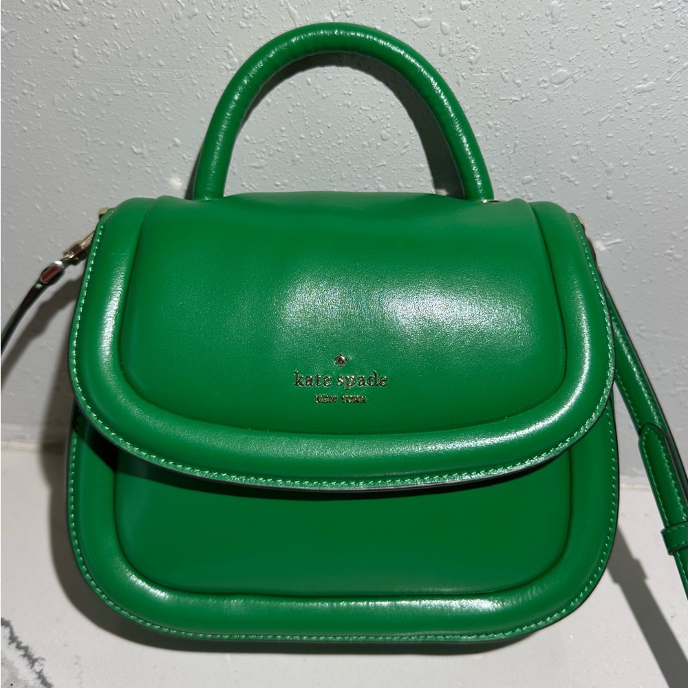 Kate Spade Puffy top handle crossbody bag in green bean